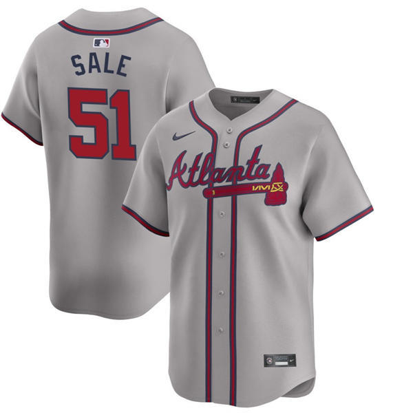 Youth Atlanta Braves #51 Chris Sale Nike Gray Away Limited Jersey