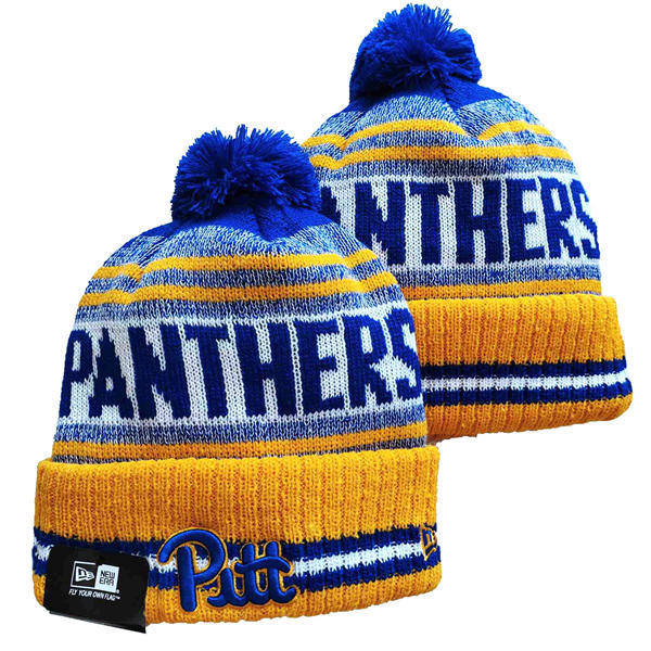 NCAA Pitt Panthers White Gold Royal Cuffed Pom Knit Hat YD2503191 (13)