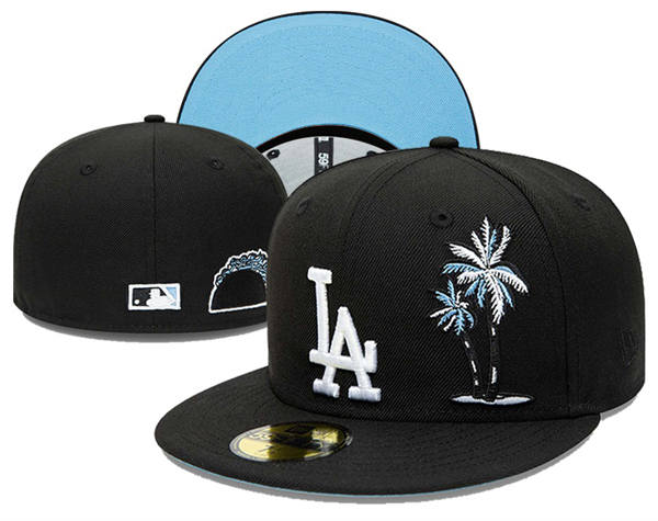 Embroidered Los Angeles Dodgers Black Blue Fitted Hat YD25321 (8)