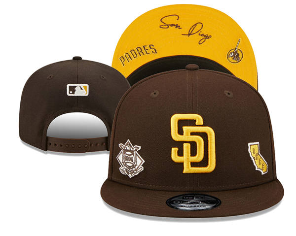 Embroidered MLB San Diego Padres Brown Primary Logo 1969 Anniversary Snapback Hat YD250303 (1)