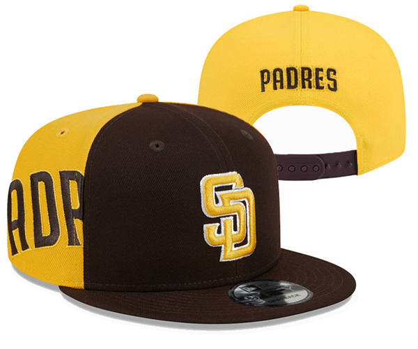 Embroidered MLB San Diego Padres Brown Gold two-tone Snapback Hat YD250303 (3)
