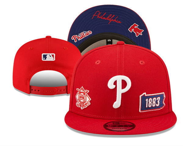 Embroidered Philadelphia Phillies Red 1883 Anniversary Snapback Hat YD250303