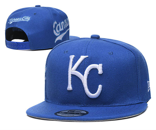 Embroidered MLB Kansas City Royals Royal White Snapback Hat YD250303 (1)