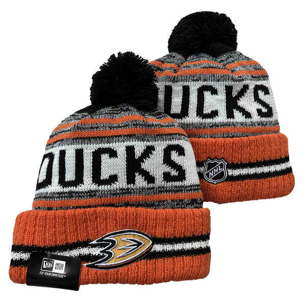 Anaheim Ducks Orange White Cuffed Pom Knit Hat YD2503211 (62)