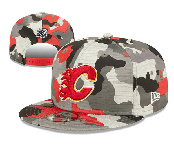 Calgary Flames Camo Primary Logo Snapback Hat YD2503212 (12)