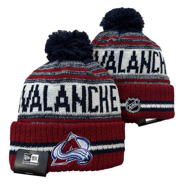 Colorado Avalanche Maroon White Gray Cuffed Pom Knit Hat YD2503211 (59)