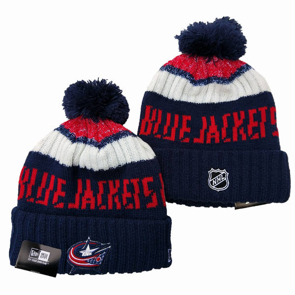 Columbus Blue Jackets Navy White Red Cuffed Pom Knit Hat YD2503211 (15)