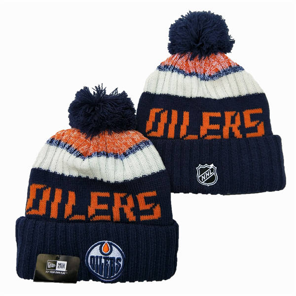Edmonton Oilers Black Orange White Cuffed Pom Knit Hat YD2503211 (48)