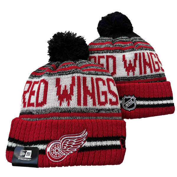 Detroit Red Wings Red White Cuffed Pom Knit Hat YD2503211 (42)