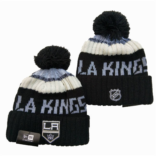 Los Angeles Kings Black White Cuffed Pom Knit Hat YD2503211 (24)