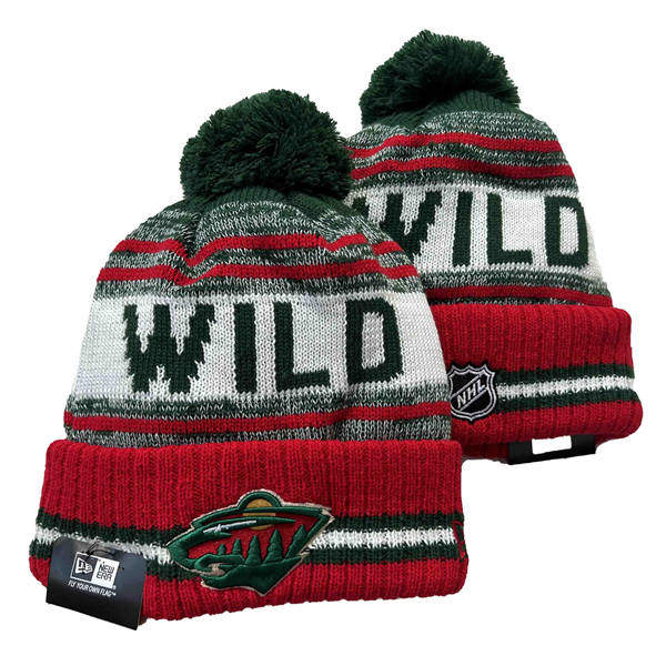 Minnesota Wild Red White green Cuffed Pom Knit Hat YD2503211 (50)