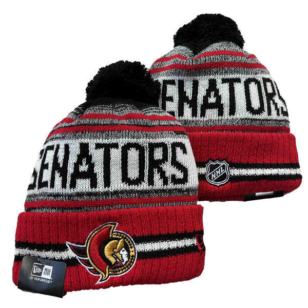 Ottawa Senators Red White Gray Cuffed Pom Knit Hat YD2503211 (14)