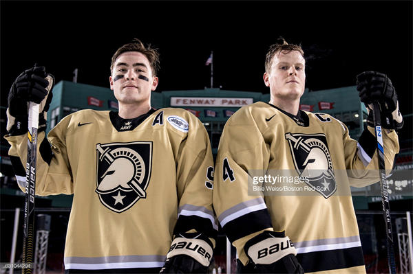 Men's Youth Army Black Knights Custom Nike Tan College Hockey Game Jersey
