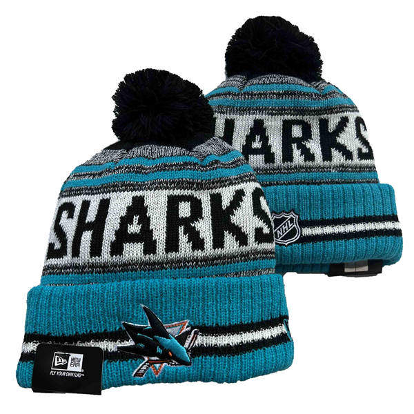 San Jose Sharks Teal White Cuffed Pom Knit Hat YD2503211 (6)
