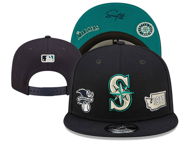 Embroidered Seattle Mariners navy 1977 Anniversary Snapback Hat YD250303