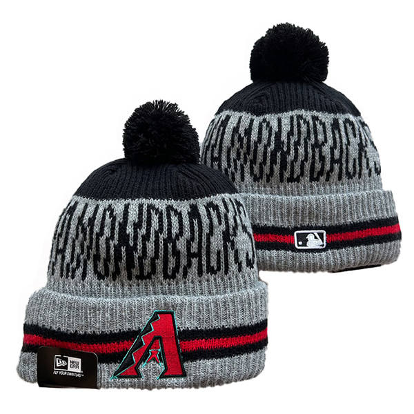 Embroidered MLB Arizona Diamondbacks Gray Black Cuffed Pom Knit Hat YD222603
