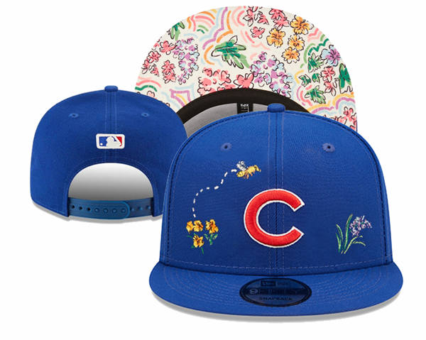 Embroidered MLB Chicago Cubs Royal flowers Snapback Hat YD20443