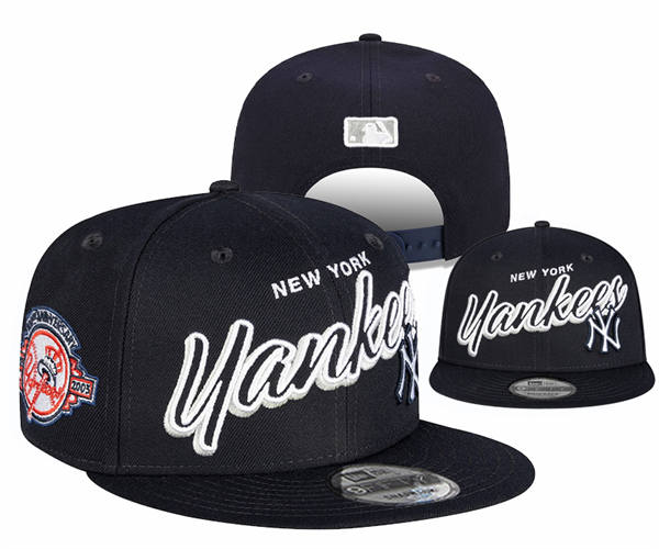 Embroidered MLB New York Yankees Navy White Snapback Hat YD250303 (2)