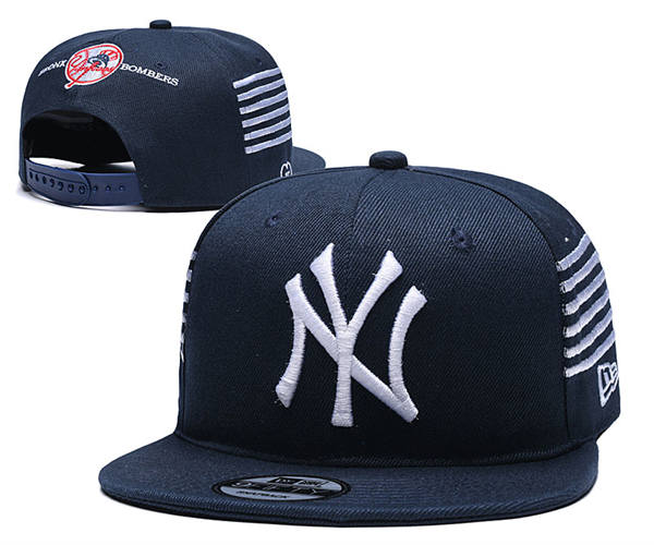 Embroidered MLB New York Yankees navy Pinstripe Snapback Hat YD250303 (3)