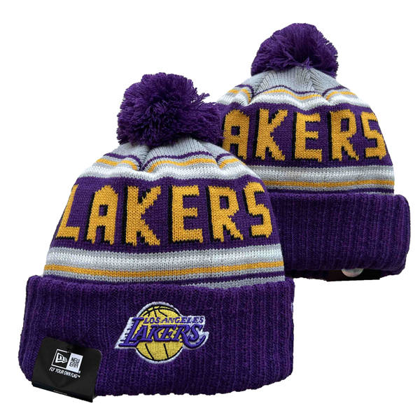 NBA Los Angeles Lakers Purple Gold Cuffed Pom Knit Hat YD2503212 (1)
