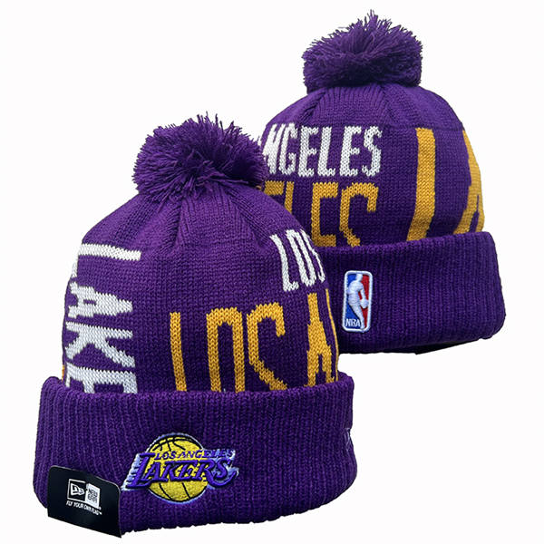 NBA Los Angeles Lakers purple White Gold Classics Cuffed Pom Knit Hat YD2503212 (12)