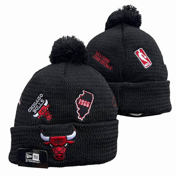 NBA Chicago Bulls Black 1966 Anniversary Cuffed Pom Knit Hat YD2503212 (1)