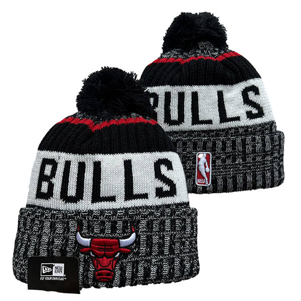 NBA Chicago Bulls gray white Black Cuffed Pom Knit Hat YD2503212 (12)