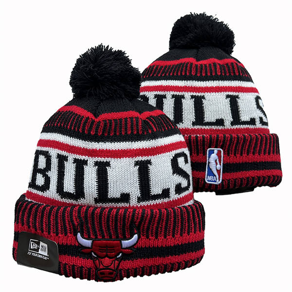 NBA Chicago Bulls Red White Black Cuffed Pom Knit Hat YD2503212 (2)