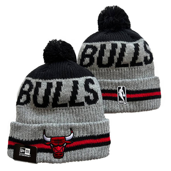 NBA Chicago Bulls Gray Black Cuffed Pom Knit Hat YD2503212 (11)