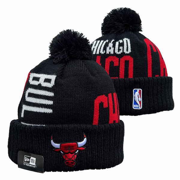 NBA Chicago Bulls Black red Black Cuffed Pom Knit Hat YD2503212 (15)