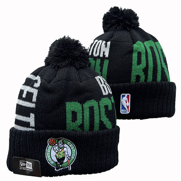 NBA Boston Celtics black green white Cuffed Pom Knit Hat YD2503212 (1)