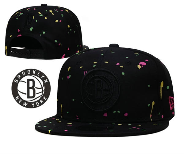 NBA Brooklyn Nets Black multi-coloured Snapback Hat YD2503211 (2)