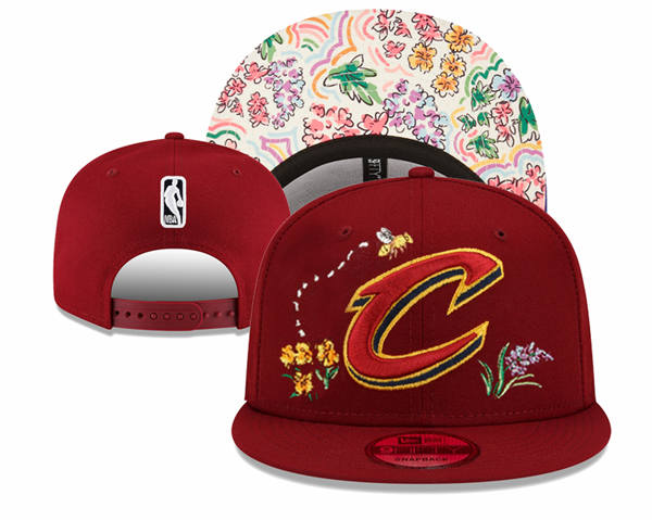 NBA Cleveland Cavaliers Burgundy flowers Snapback Hat YD2503211 (2)