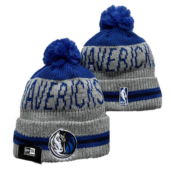NBA Dallas Mavericks Gray Blue Cuffed Pom Knit Hat YD2503212 (2)