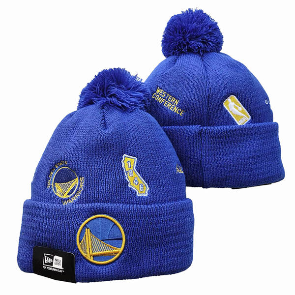 NBA Golden State Warriors Royal 1946 Anniversary Cuffed Pom Knit Hat YD2503212 (2)