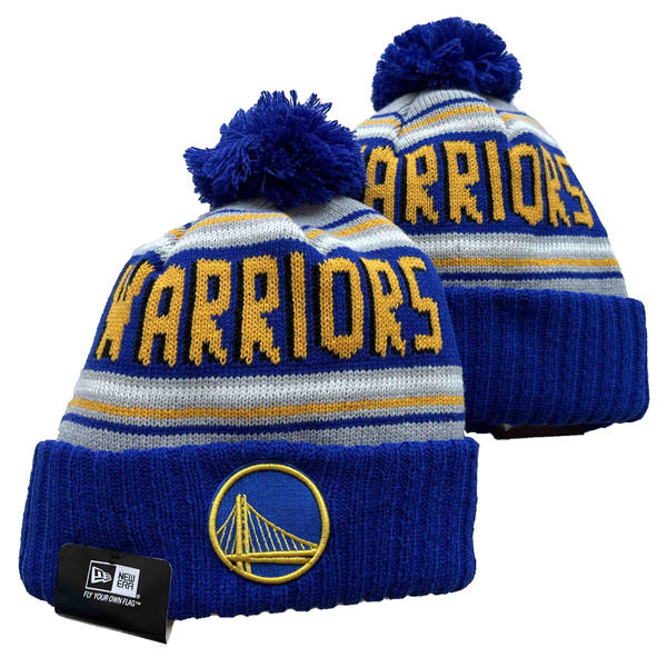 NBA Golden State Warriors Royal Gray Gold  Cuffed Pom Knit Hat YD2503212 (10)