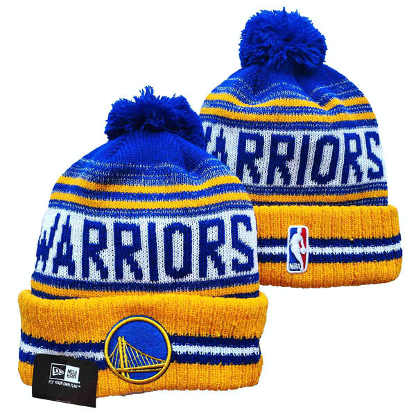 NBA Golden State Warriors Royal Gold White Cuffed Pom Knit Hat YD2503212 (7)