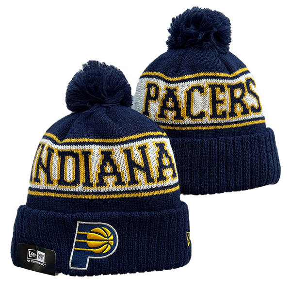 NBA Indiana Pacers navy white golden Cuffed Pom Knit Hat YD2503212 (1)