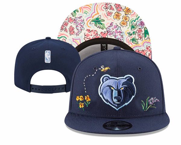 NBA Memphis Grizzlies navy flowers  Snapback Hat YD2503211 (1)