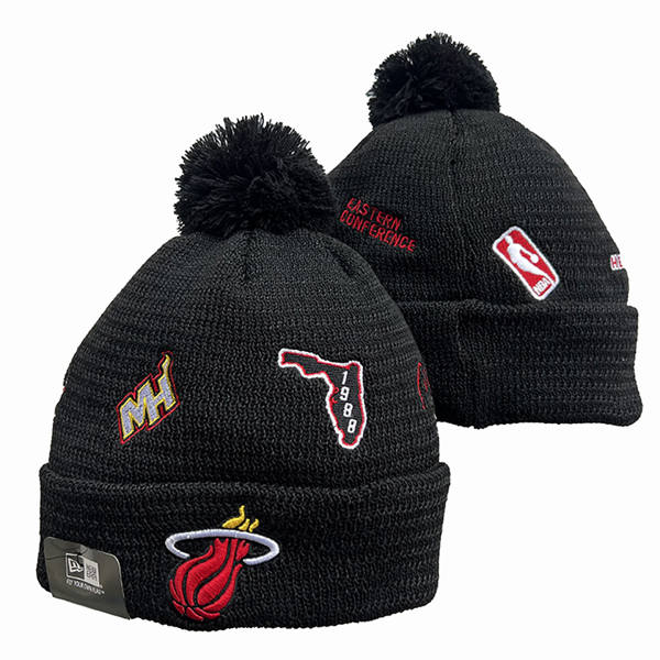 NBA Miami Heat Black 1988 Anniversary Cuffed Pom Knit Hat YD2503212 (1)