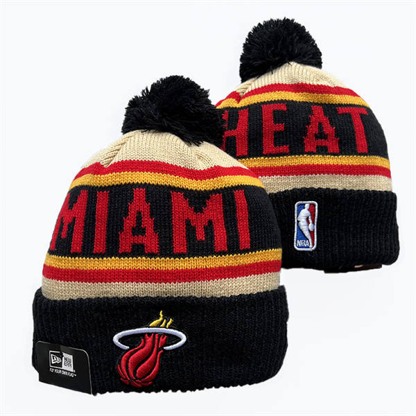 NBA Miami Heat black red cream Cuffed Pom Knit Hat YD2503212 (3)