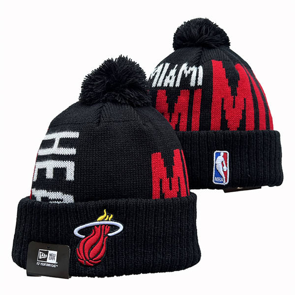 NBA Miami Heat black red white Cuffed Pom Knit Hat YD2503212 (4)