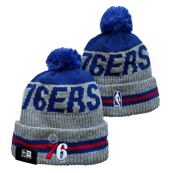 NBA Philadelphia 76ers gray royal Cuffed Pom Knit Hat YD2503212 (3)