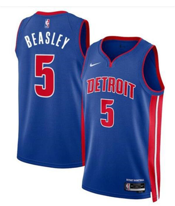 Mens Detroit Pistons #5 Malik Beasley Blue Icon Edition Jersey