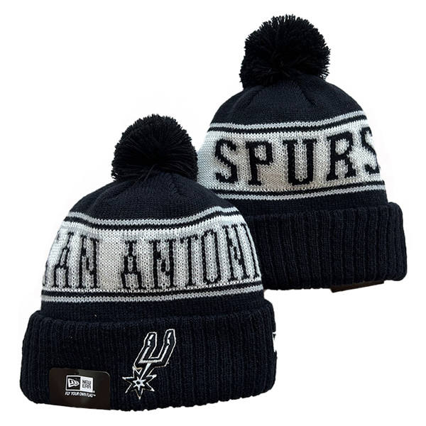 NBA San Antonio Spurs Black white Cuffed Pom Knit Hat YD2503212 (2)