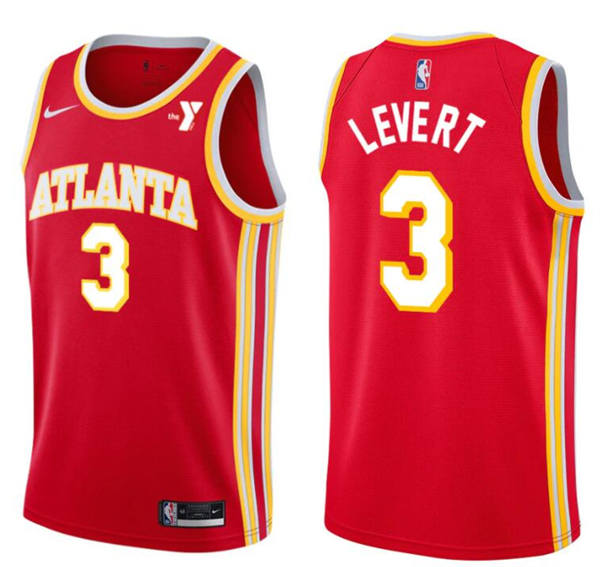 Mens Atlanta Hawks #3 Caris LeVert Red Icon Edition Swingman Jersey
