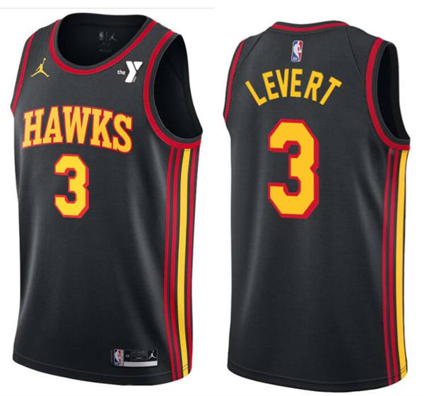 Mens Atlanta Hawks #3 Caris LeVert Black Statement Edition Swingman Jersey