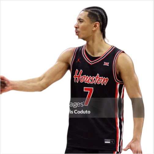 Mens Youth Houston Cougars #7 Milos Uzan 2025 Black Houston Basketball Game Jersey