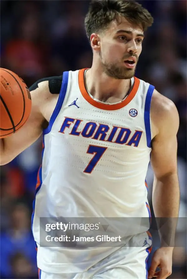 Florida Gators #7 Urban Klavzar 2025 White College Basketball Game Jersey
