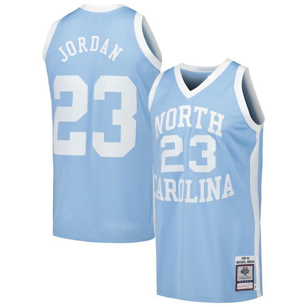 Men's North Carolina Tar Heels #23 Michael Jordan  Carolina Blue Mesh 1983-84 Mitchell & Ness Throwback College Jersey